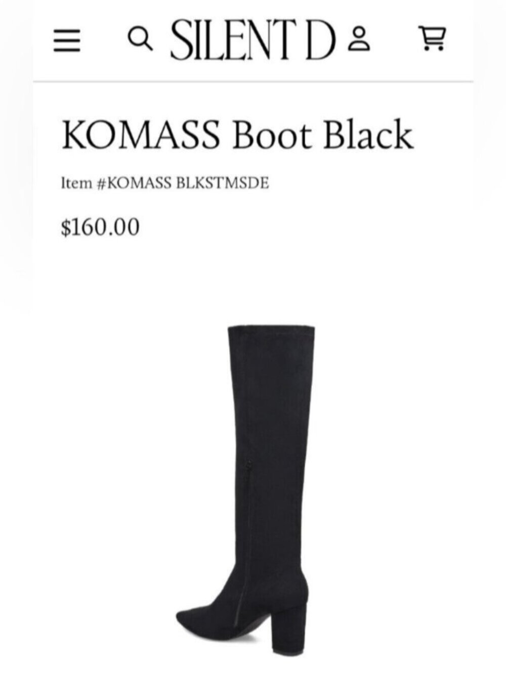 NWT US 9-9.5/ EU 40W - Silent D KOMASS Knee-High Boots BLACK STRETCH (US$160) - Picture 10 of 16
